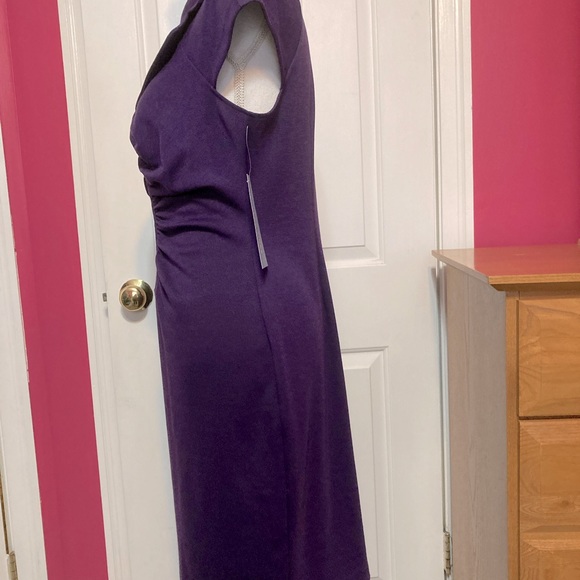 London Times Purple Collar Dress W/Cap Sleeves, Size 10. NEW WITH TAGS. - Picture 3 of 7